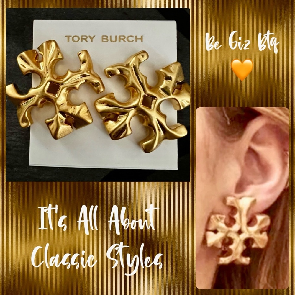 Tory Burch Authentic Bold Statement Double T Gold… - image 1